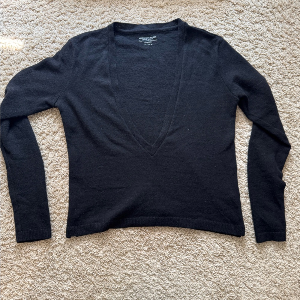 Black V-Neck Sweater with Relaxed Fit